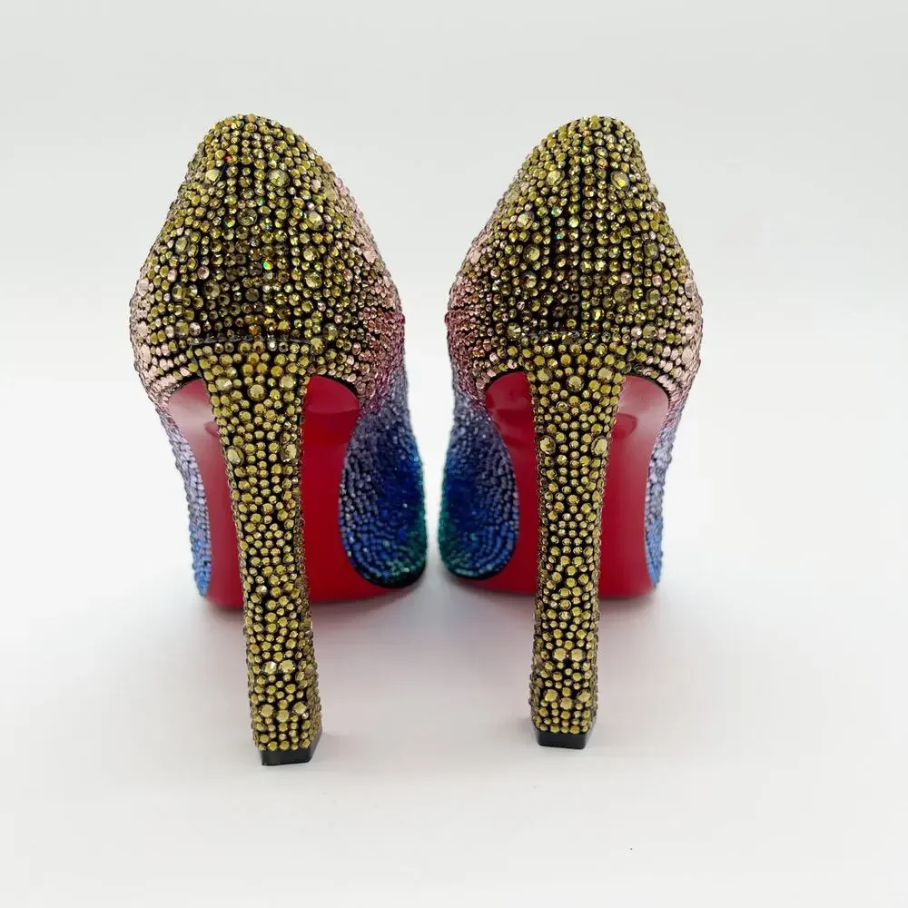Christian Louboutin Condora Strass Rainbow Crystal 100 Stiletto Heels EU 36.5